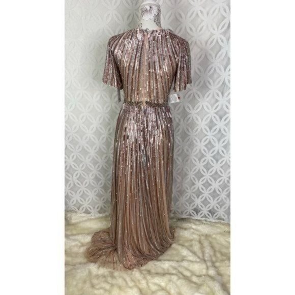 Mac Duggal Short Sleeve Ombre Sequined Gown NWT - Picture 8 of 14